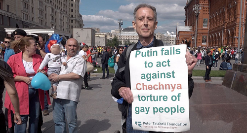 Пикет Питера Тэтчелла в Москве 14 июня 2018. Фото: twitter.com/PT_Foundation Пикет Питера Тэтчелла в Москве 14 июня 2018. Фото: twitter.com/PT_Foundation