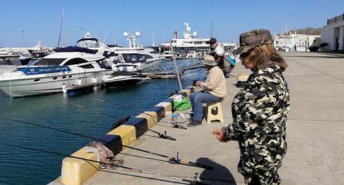 Рыбаки в морском порту Сочи. Фото Светланы Кравченко для "Кавказского узла". Рыбаки в морском порту Сочи. Фото Светланы Кравченко для "Кавказского узла".