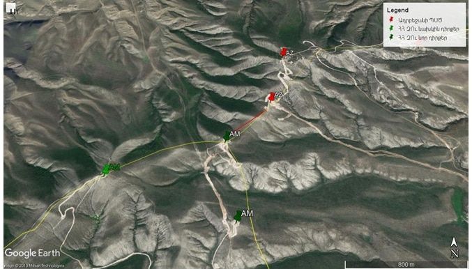 Позиции ВС Армении и сил ГПС Азербайджана в районе гор Папакар. 27.04.2019. Автор: Тарон Ованнисян