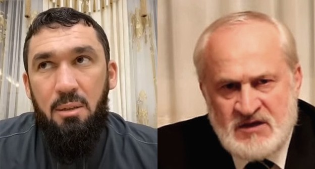 Коллаж "Кавказского узла". Магомед Даудов (слева) и Ахмед Закаев. Стоп-кадр видео https://www.youtube.com/watch?v=yuG9W_ccivk&feature=youtu.be https://www.youtube.com/watch?v=uDMYxUrsMow&feature=youtu.be&ab_channel=ChechenParamount Коллаж "Кавказского узла". Магомед Даудов (слева) и Ахмед Закаев. Стоп-кадр видео https://www.youtube.com/watch?v=yuG9W_ccivk&feature=youtu.be https://www.youtube.com/watch?v=uDMYxUrsMow&feature=youtu.be&ab_channel=ChechenParamount