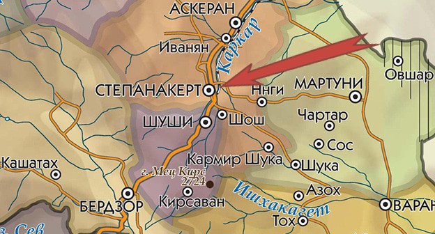 Cтепанакерт на карте Нагорного Карабаха. https://www.kavkaz-uzel.eu/articles/354792/ Cтепанакерт на карте Нагорного Карабаха. https://www.kavkaz-uzel.eu/articles/354792/
