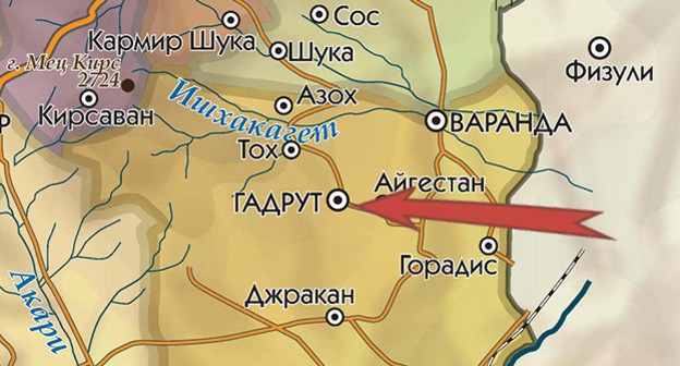 Гадрут на карте Нагорного Карабаха. https://www.kavkaz-uzel.eu/articles/354792/ Гадрут на карте Нагорного Карабаха. https://www.kavkaz-uzel.eu/articles/354792/
