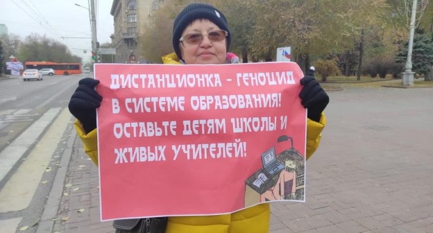 Татьяна Педан на пикете, 14 ноября 2020 года. Фото Татьяны Филимоновой для "Кавказского узла". Татьяна Педан на пикете, 14 ноября 2020 года. Фото Татьяны Филимоновой для "Кавказского узла".