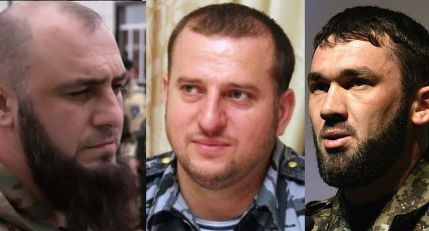 Аюб Катаев, Апти Алаудинов, Магомед Даудов (слева направо). Коллаж "Кавказского узла". Фото: fotograf_095 https://ru.wikipedia.org/, https://www.grozny-inform.ru/ Стоп-кадр видео https://twitter.com/tvjihad/status/1193621812325814273 Аюб Катаев, Апти Алаудинов, Магомед Даудов (слева направо). Коллаж "Кавказского узла". Фото: fotograf_095 https://ru.wikipedia.org/, https://www.grozny-inform.ru/ Стоп-кадр видео https://twitter.com/tvjihad/status/1193621812325814273