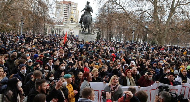 Акция протеста в Краснодаре 23 января 2021 года, фото Анны Грицевич Акция протеста в Краснодаре 23 января 2021 года, фото Анны Грицевич