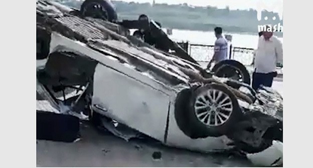 На месте ДТП с участием чеченского прокурора. 26 августа 2017 года. Скриншот web.tlgrm.eu На месте ДТП с участием чеченского прокурора. 26 августа 2017 года. Скриншот web.tlgrm.eu