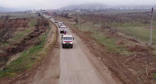 Колонна со стройматериалами в Кельбаджарском районе Нагорного Карабаха. Фото пресс-службы МО России http://mil.ru/russian_peacekeeping_forces/news/more.htm?id=12348923@egNews Колонна со стройматериалами в Кельбаджарском районе Нагорного Карабаха. Фото пресс-службы МО России http://mil.ru/russian_peacekeeping_forces/news/more.htm?id=12348923@egNews