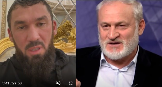 Магомед Даудов (слева) и Ахмед Закаев. Коллаж "Кавказского узла" Скриншот видео https://www.instagram.com/tv/CUIt8KHKCMQ/ "Настоящее время" https://www.youtube.com/watch?v=qNbQTEQ4mqs Магомед Даудов (слева) и Ахмед Закаев. Коллаж "Кавказского узла" Скриншот видео https://www.instagram.com/tv/CUIt8KHKCMQ/ "Настоящее время" https://www.youtube.com/watch?v=qNbQTEQ4mqs