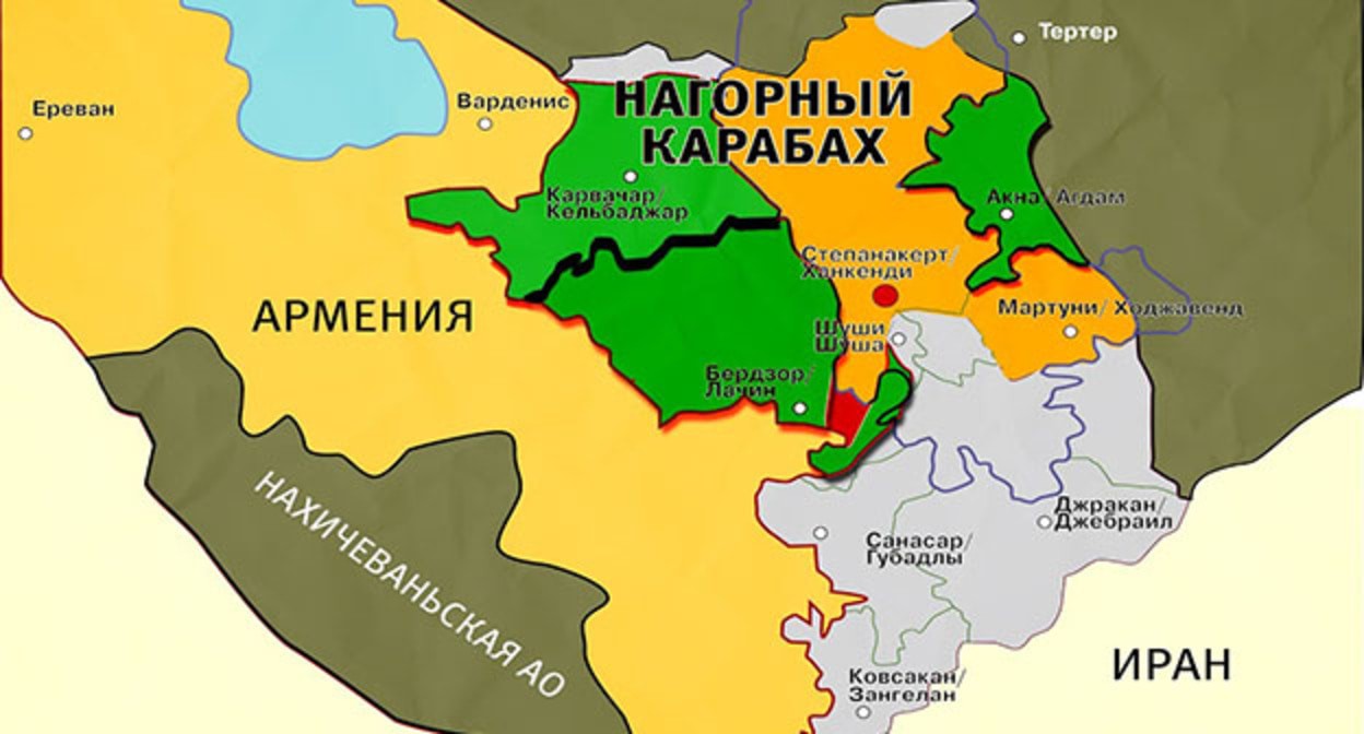 Карта Нагорного Карабаха. Скриншот видео "Кавказского узла" https://www.youtube.com/watch?v=qmbNQrbqyC0 Карта Нагорного Карабаха. Скриншот видео "Кавказского узла" https://www.youtube.com/watch?v=qmbNQrbqyC0