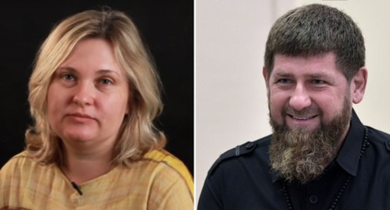 Елена Милашина и Разман Кадыров. Фото: стоп-кадр видео https://youtu.be/GL0PmG9ZdGY. Коллаж "Кавказского узла" Елена Милашина и Разман Кадыров. Фото: стоп-кадр видео https://youtu.be/GL0PmG9ZdGY. Коллаж "Кавказского узла"