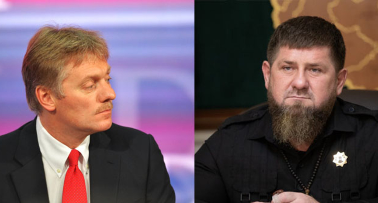 Дмитрий Песков (слева) и Рамзан Кадыров. Коллаж "Кавказского узла". Фото: kremlin.ru "Грозный-Информ" Дмитрий Песков (слева) и Рамзан Кадыров. Коллаж "Кавказского узла". Фото: kremlin.ru "Грозный-Информ"