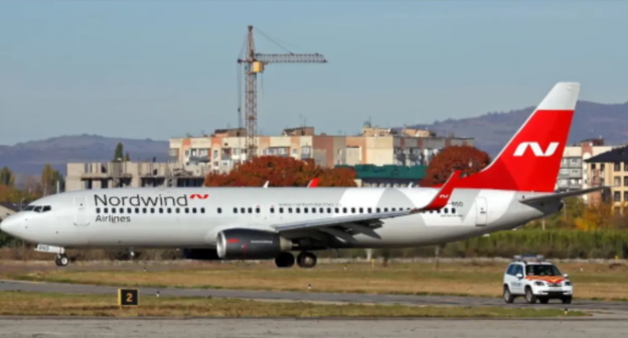 Самолет авиакомпании Nordwind Airlines. Сообщение в Telegram-канале аэропорта "Нальчик". https://t.me/nalchik_airport/152 Самолет авиакомпании Nordwind Airlines. Сообщение в Telegram-канале аэропорта "Нальчик". https://t.me/nalchik_airport/152