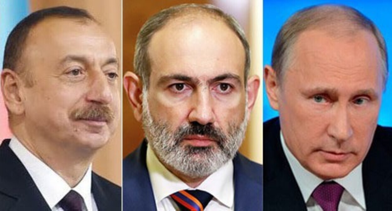 Ильхам Алиев, Никол Пашинян, Владимир Путин (слева направо). Фото: пресс-служба кремля, Тигран Петросян, пресс-служба президента Азербайджана, сайт Премьер-министра Республики Армения. Ильхам Алиев, Никол Пашинян, Владимир Путин (слева направо). Фото: пресс-служба кремля, Тигран Петросян, пресс-служба президента Азербайджана, сайт Премьер-министра Республики Армения.