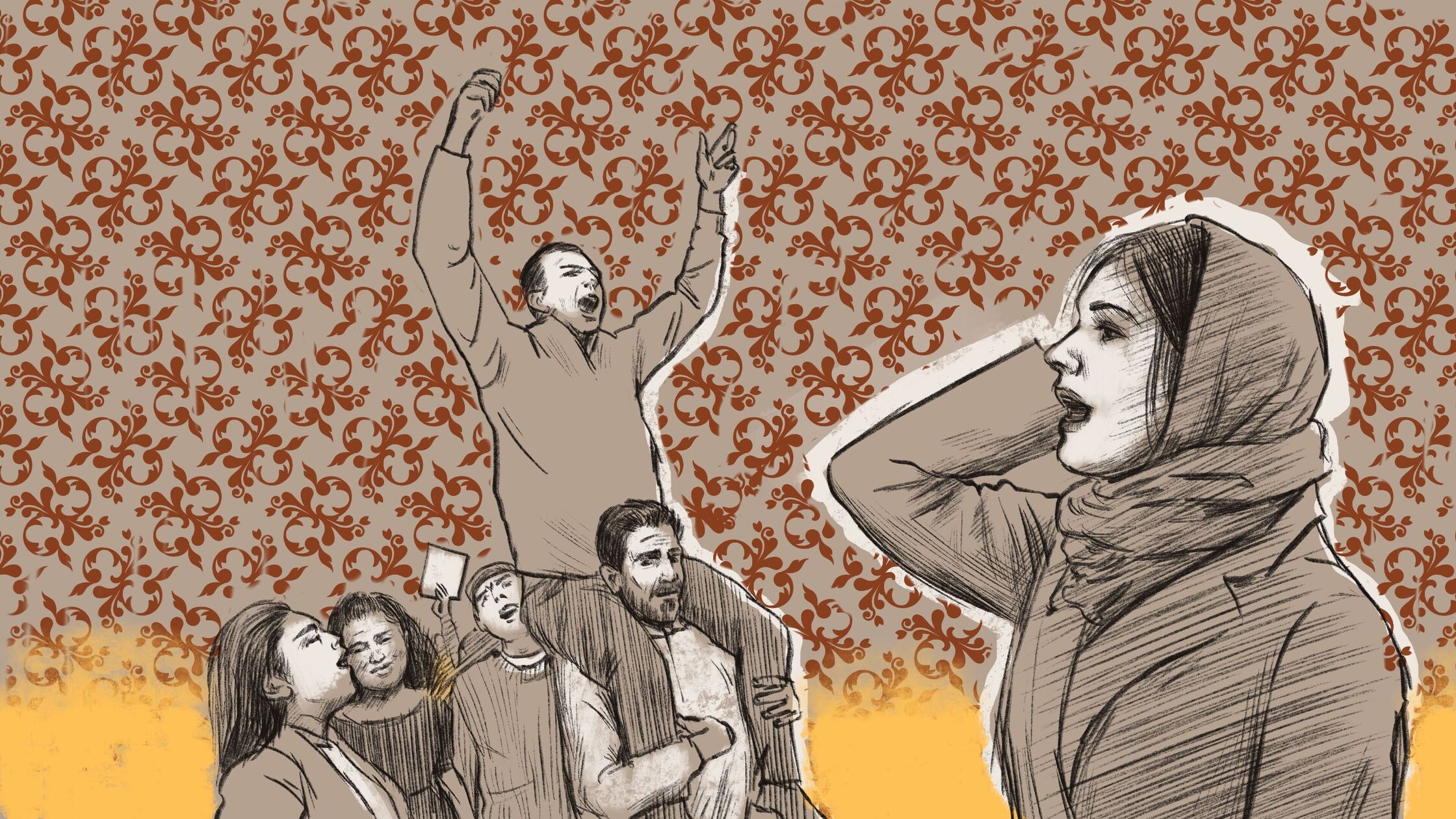 Хиджаб – лишь самый заметный и яркий пример угнетения и подчинения женщин. Иллюстрация Мейдан ТВ. Хиджаб – лишь самый заметный и яркий пример угнетения и подчинения женщин. Иллюстрация Мейдан ТВ.