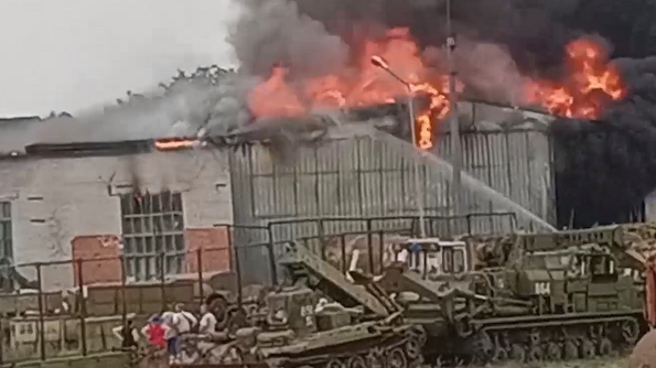 Пожар в воинской части Георгиевска. Фото: 
georgievsk_live / Telegram
