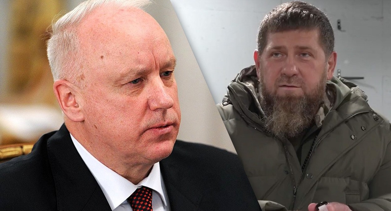 Рамзан Кадвыров и Александр Бастрыкин. Коллаж "Кавказского узла". Фото: http://kremlin.ru Скриншот из видео: https://t.me/RKadyrov_95

