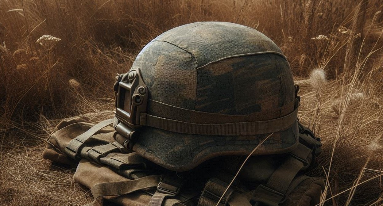 Каска военного. Иллюстрация создана с помощью программы Copilot