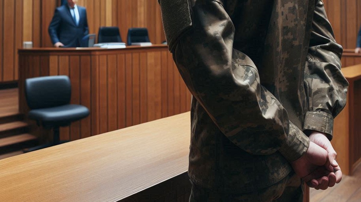 Военный в суде. Иллюстрация создана "Кавказским узлом" с помощью ИИ в программе Copilot