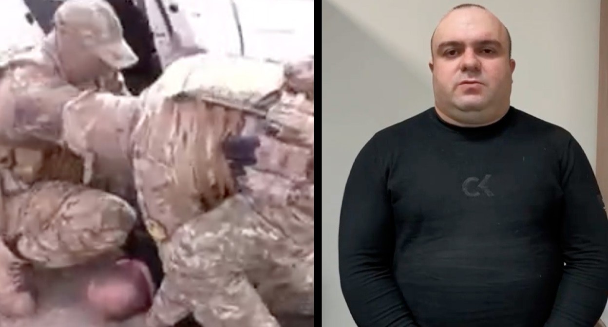 Владимир Иванян и момент его задержания. Кадры из видео: https://t.me/tipich_apsheronsk