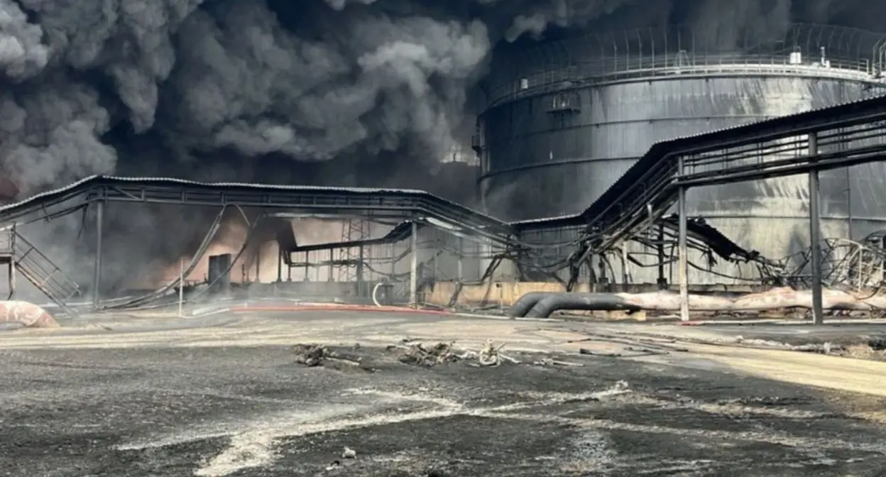 Нефтебаза в Кавказской после пожара. Фото: t.me/admkrai