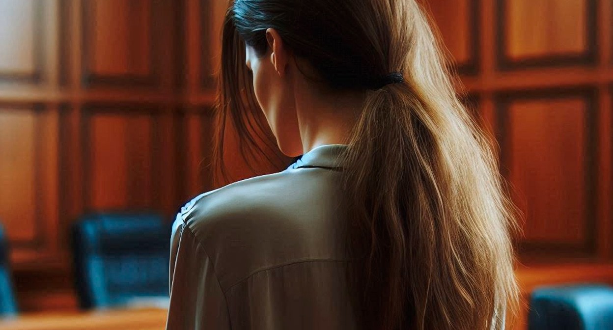 Девушка в суде. Иллюстрация создана «Кавказским узлом» с помощью ИИ в программе Copilot