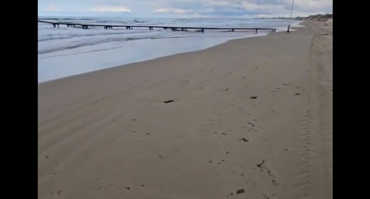 Выбросы мазута на пляже в Анапе. Кадр видео Юрия Озаровского https://t.me/MoreOz/93604