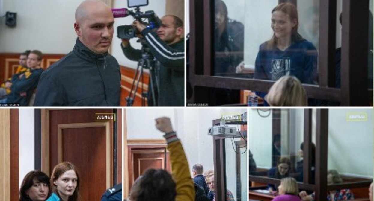 Кадры с заседания суда в Тбилиси по делу Артема Грибуля и Анастасии Зиновкиной 14.04.25. Скриншот из публикации в телеграм-канале Tbilisi_life.