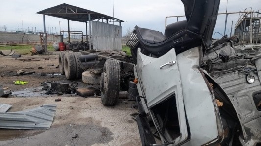 Место взрыва цистерны в Новотерском, 14 апреля 2025. Фото: пресс-служба управления СКР по Чечне