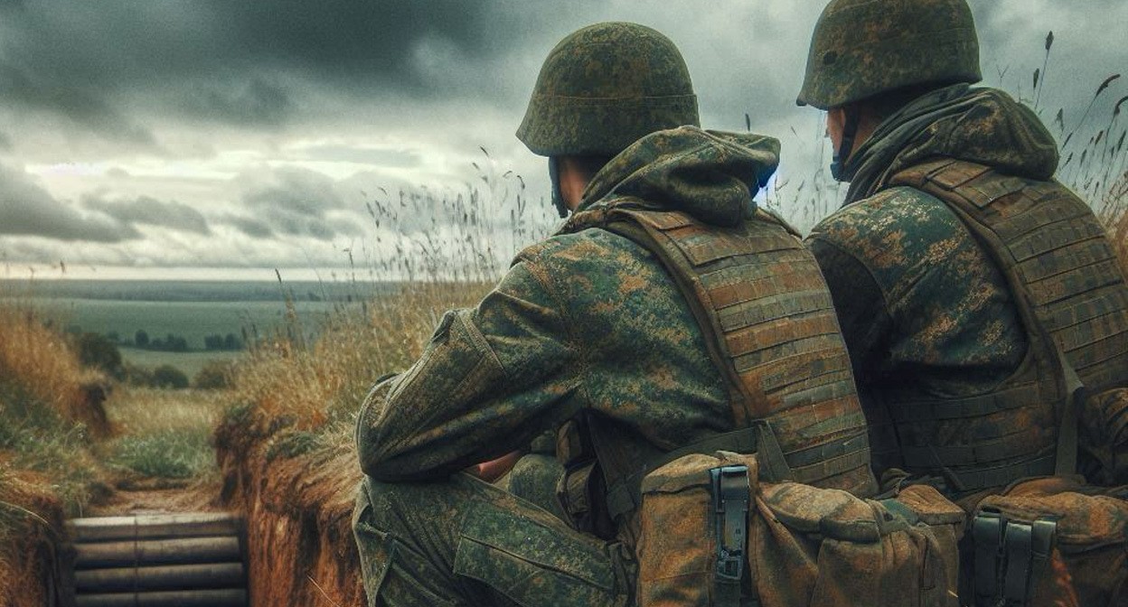 Военные на СВО. Иллюстрация создана "Кавказским узлом" с помощью ИИ в программе Copilot