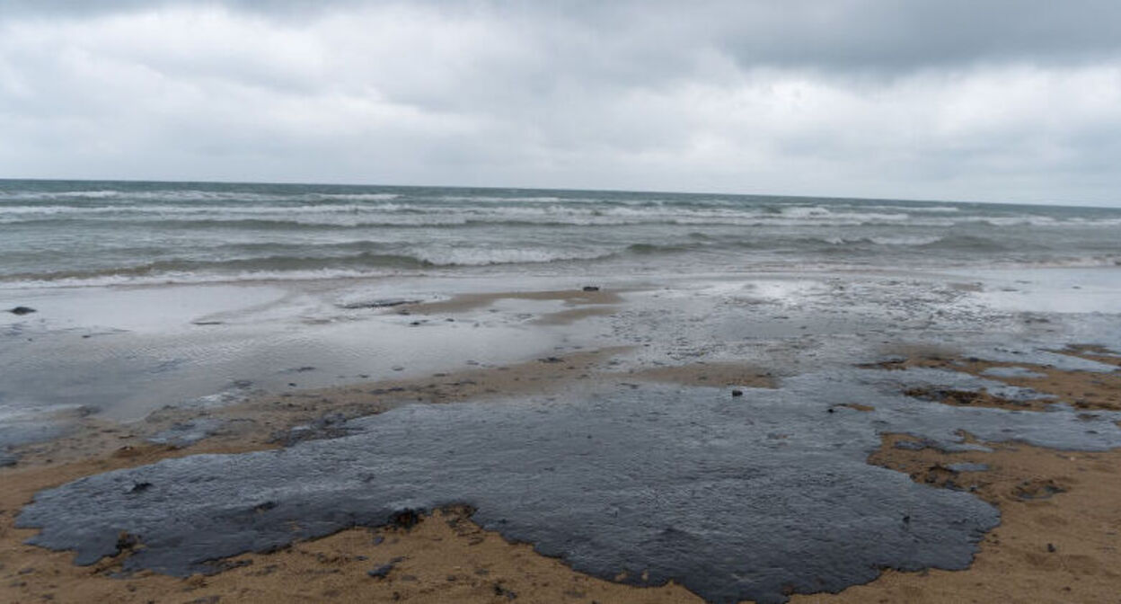 Мазут на побережье. Фото Полины Безверхой, "Юга.ру"