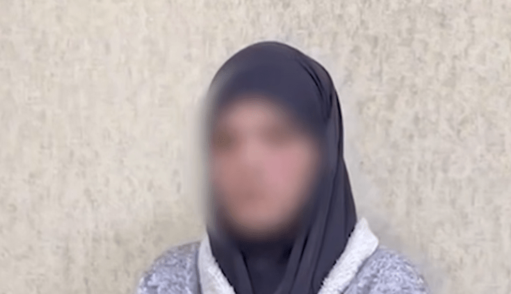 Подозреваемая по делу о теракте в Хасавюрте. Стоп-кадр видео РГВК "Дагестан" от 02.05.25, https://t.me/RGVKDAGESTAN/37719