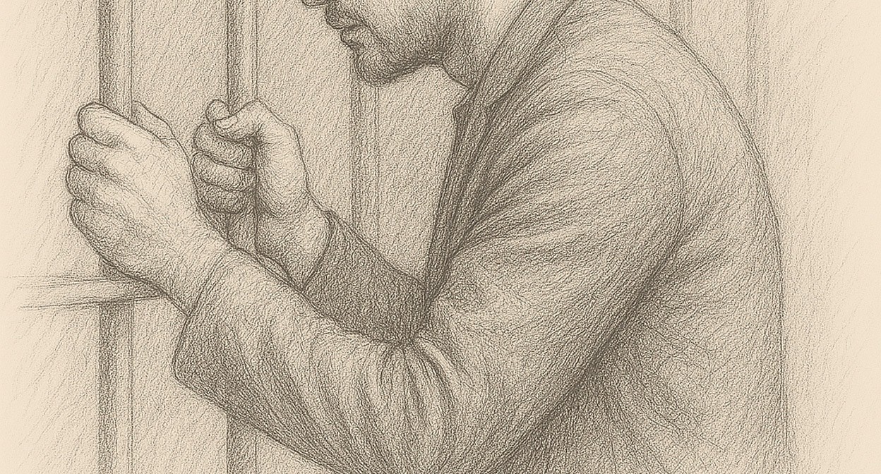 Мужчина за решеткой. Иллюстрация создана "Кавказским узлом" с помощью ИИ в программе Copilot