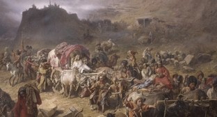 Оставление горцами аула при приближении русских войск. Фрагмент картины Петра Грузинского (1872) из коллекции Русского музея / Виртуальный русский музей