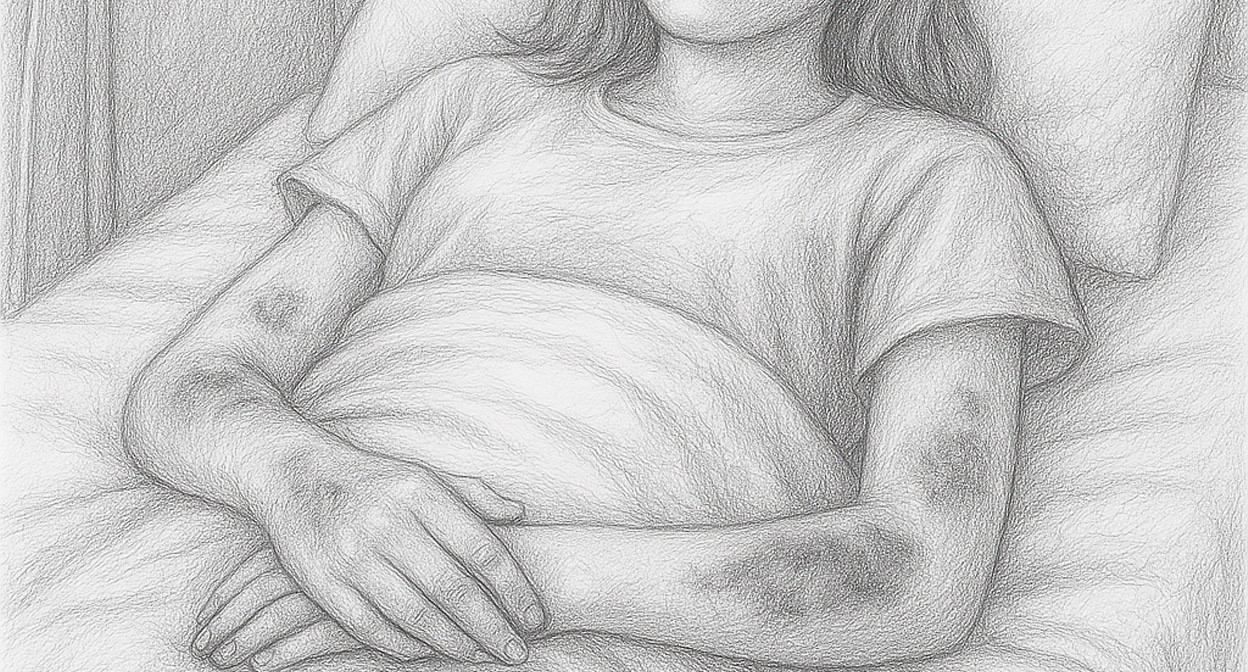 Избитая девушка. Иллюстрация создана «Кавказским узлом» с помощью ИИ в программе Copilot