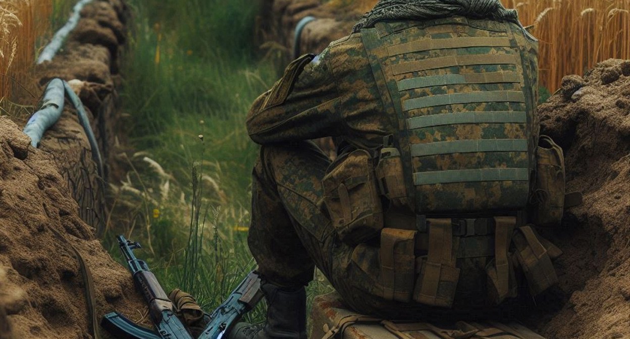 Военный на СВО. Иллюстрация создана "Кавказским узлом" с помощью ИИ в программе Copilot