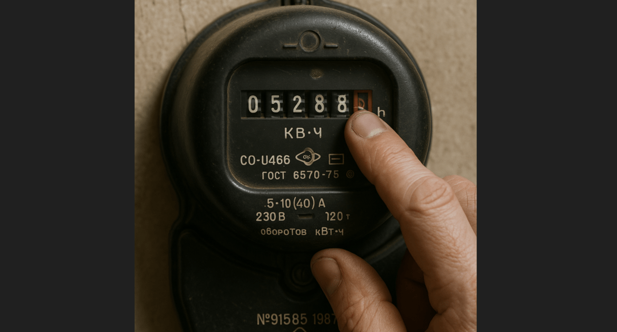 Старый счетчик электроэнергии. Изображение создано при помощи ИИ в программе Copilot по запросу "Кавказского узла".
