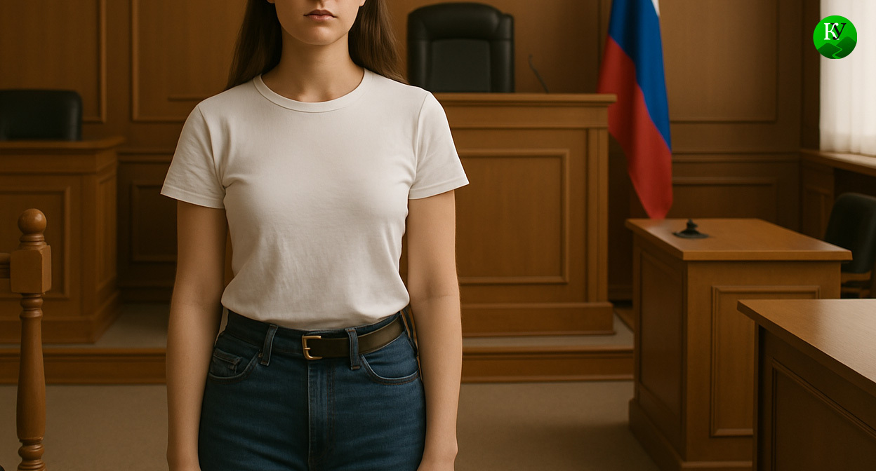 Девушка в суде. Иллюстрация создана «Кавказским узлом» с помощью ИИ в программе Copilot