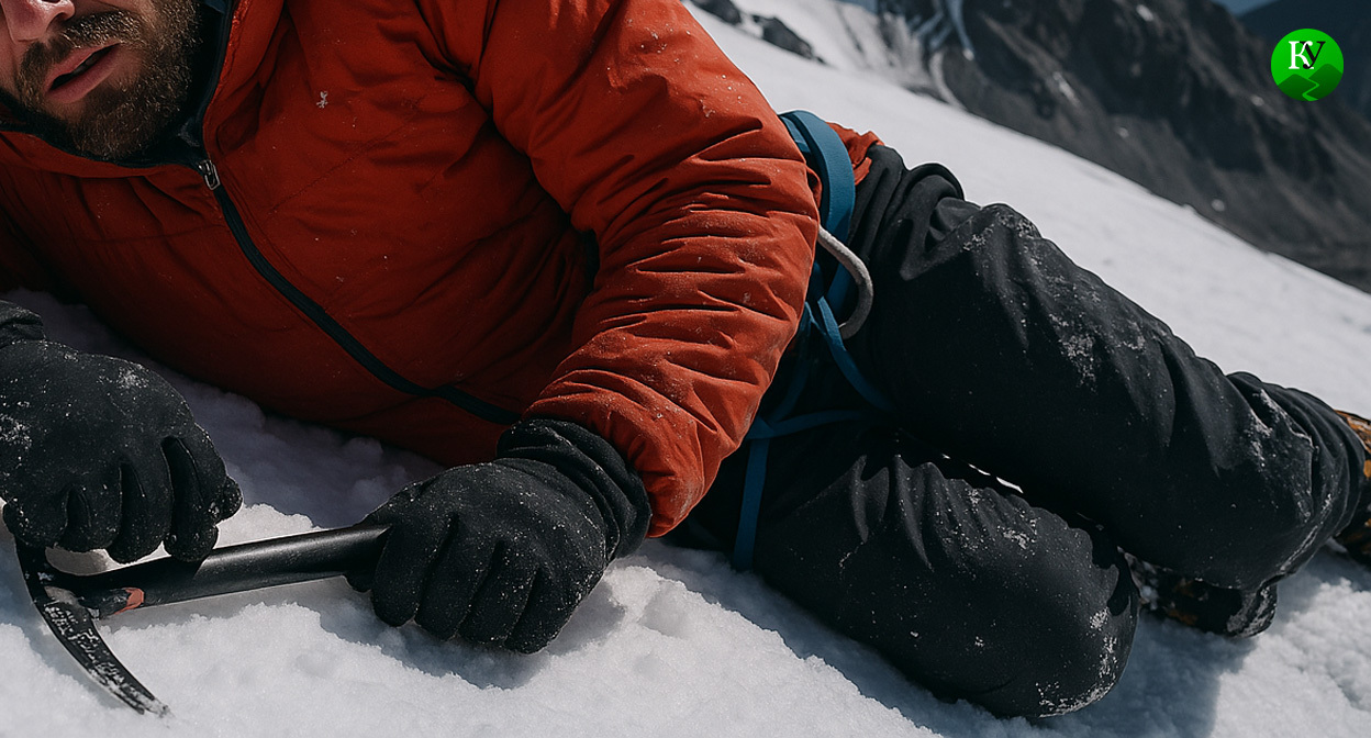 Альпинист в горах. Иллюстрация создана «Кавказским узлом» с помощью ИИ в программе Copilot

