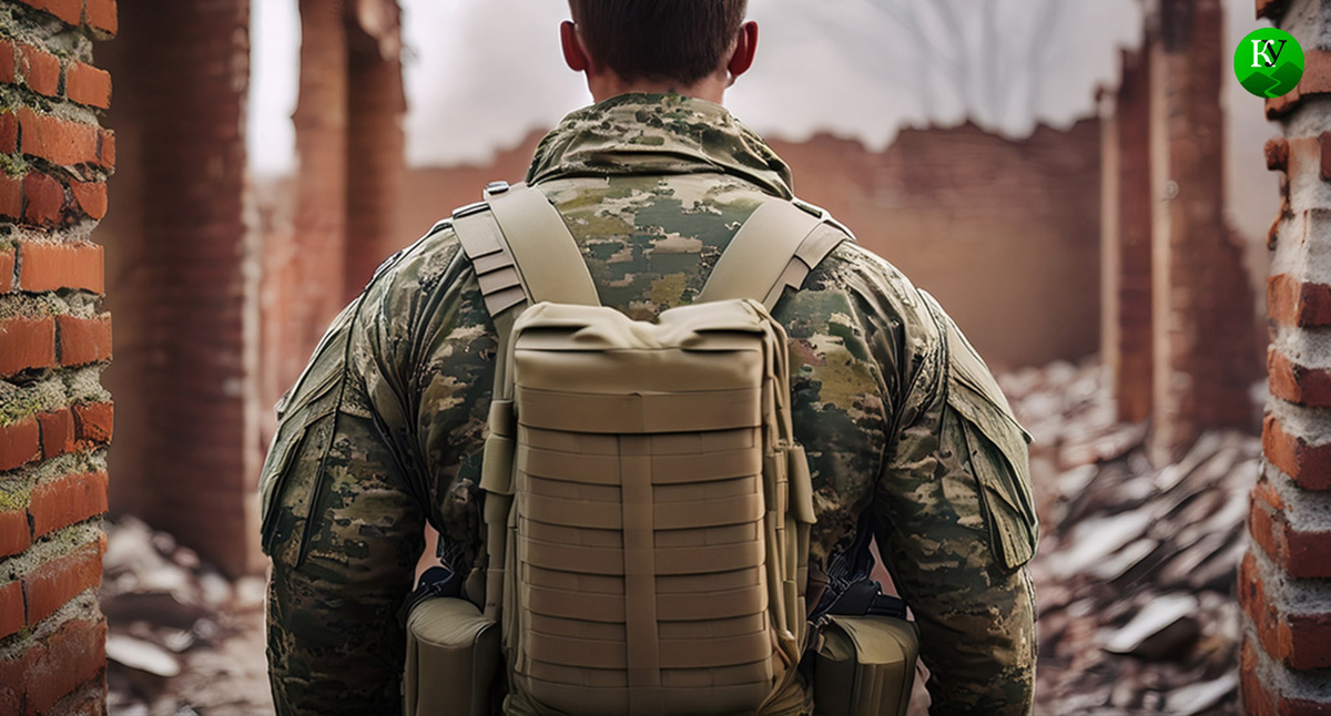 Военный на СВО. Иллюстрация создана «Кавказским узлом» с помощью ИИ в программе Photoshop