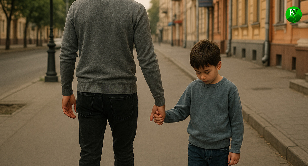 Отец ведет сына. Иллюстрация создана «Кавказским узлом» с помощью ИИ в программе Copilot