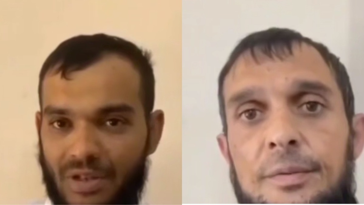 Двое мужчин принесли извинения за сбор милостыни под видом бойцов "Ахмата". Стоп-кадр видео https://t.me/AptiAlaudinovAKHMAT/11931 от 05.07.25.