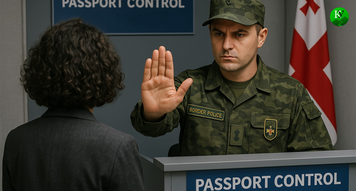 Паспортный контроль в Грузии. Иллюстрация создана «Кавказским узлом» с помощью ИИ в программе Copilot
