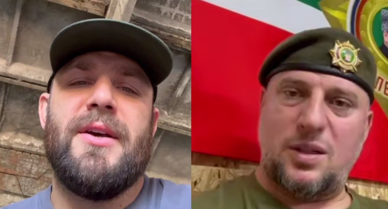 Макс Дивнич и Апти Алаудинов. Коллаж "Кавказского узла". Стоп-кадр видео https://t.me/tg_max_divnich/30616?single и https://t.me/AptiAlaudinovAKHMAT/12266.