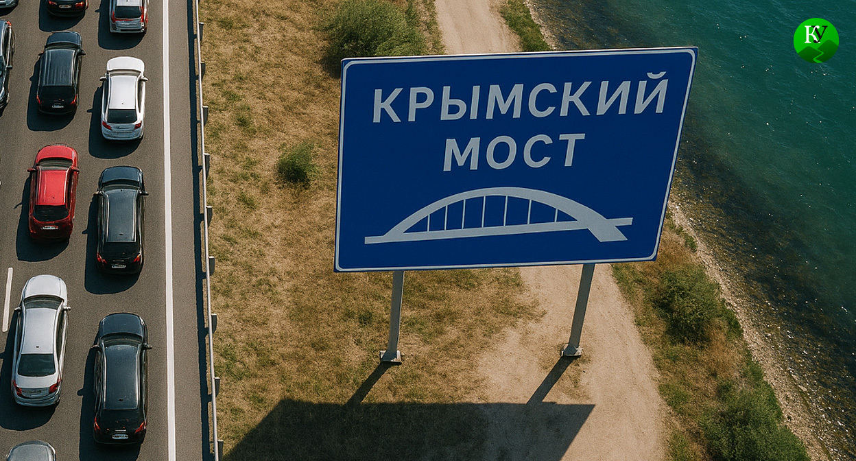 Очередь на Крымский мост. Иллюстрация создана "Кавказским узлом" с помощью ИИ в программе Copilot