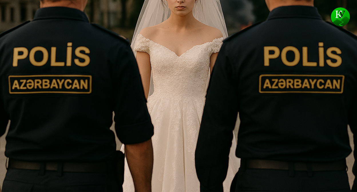 Полицейские и невеста. Иллюстрация создана "Кавказским узлом" с помощью ИИ в программе Copilot