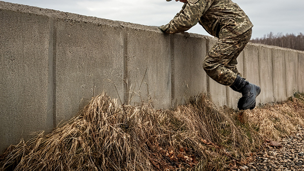 Военный покидает часть. Иллюстрация создана «Кавказским узлом» с помощью ИИ в программе Copilot
