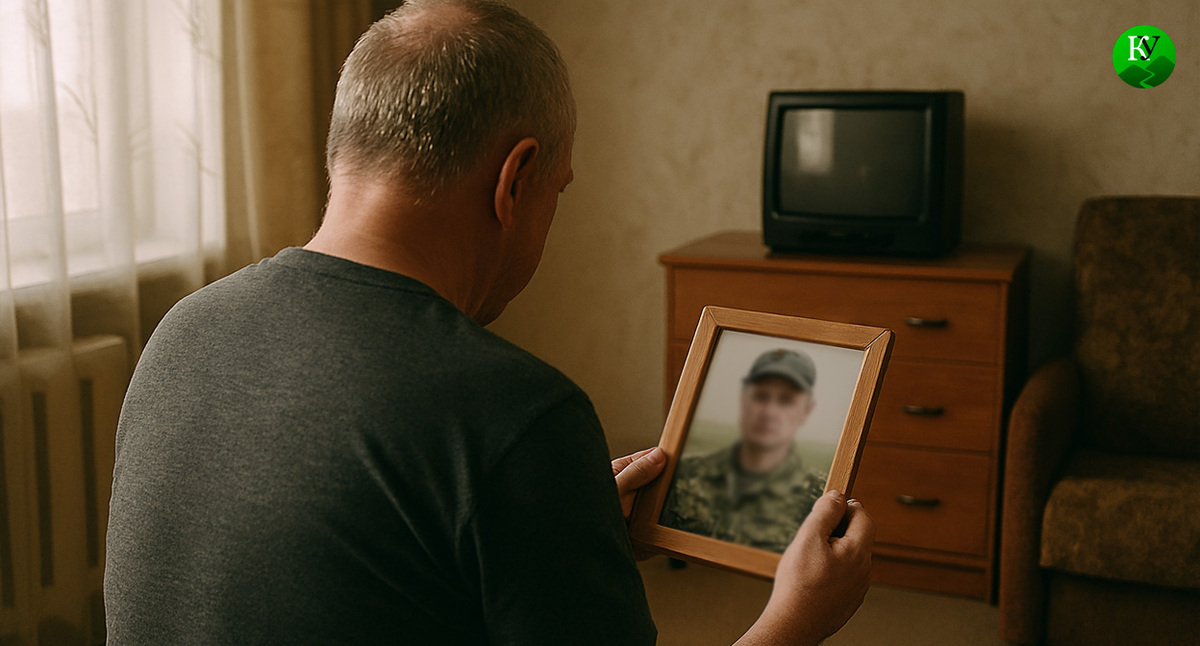 Мужчина с фотографией сына. Иллюстрация создана "Кавказским узлом" с помощью ИИ в программе Copilot