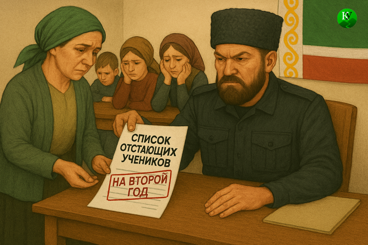 Контроль властей над успеваемостью школьников. Иллюстрация создана "Кавказским узлом" с помощью ИИ в программе Copilot. 