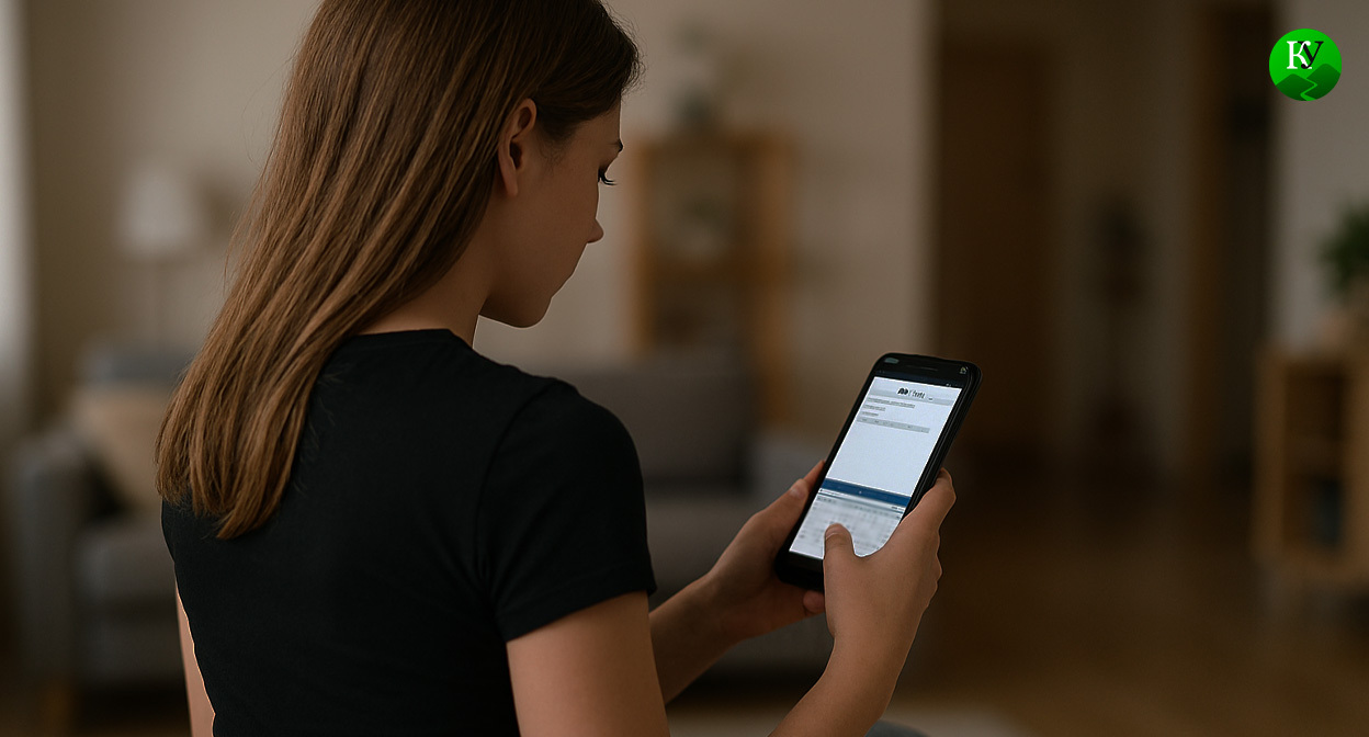 Девушка публикует пост. Иллюстрация создана «Кавказским узлом» с помощью ИИ в программе Copilot