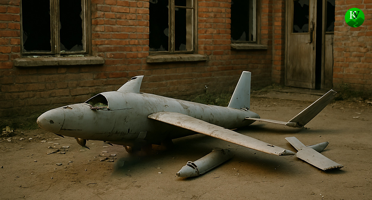 Обломки БПЛА. Иллюстрация создана "Кавказским узлом" с помощью ИИ в программе Copilot